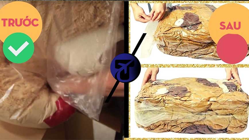 Hút chân không giúp giảm giá cước khi gửi gấu bông đi quốc tế