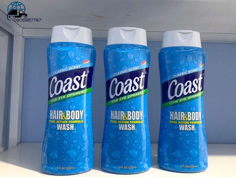 Dầu gội Nam Coast Hair & Body Wash của Mỹ 532ml