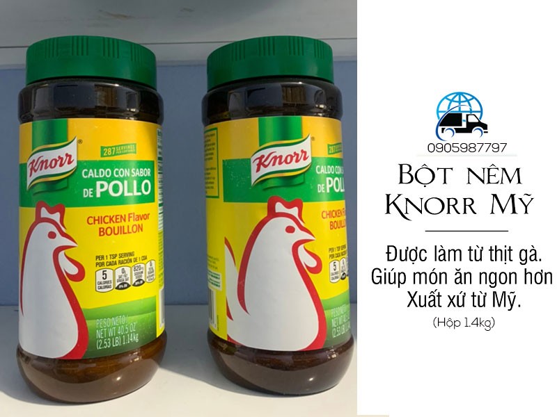 Bột nêm gà Knorr Chicken Flavor Bouillon hộp 1.4 kg của Mỹ