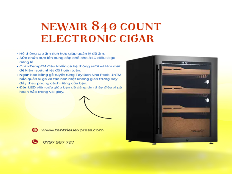 Máy làm ẩm cigar Newair 840 Count Electric Cigar Humidor chính hãng